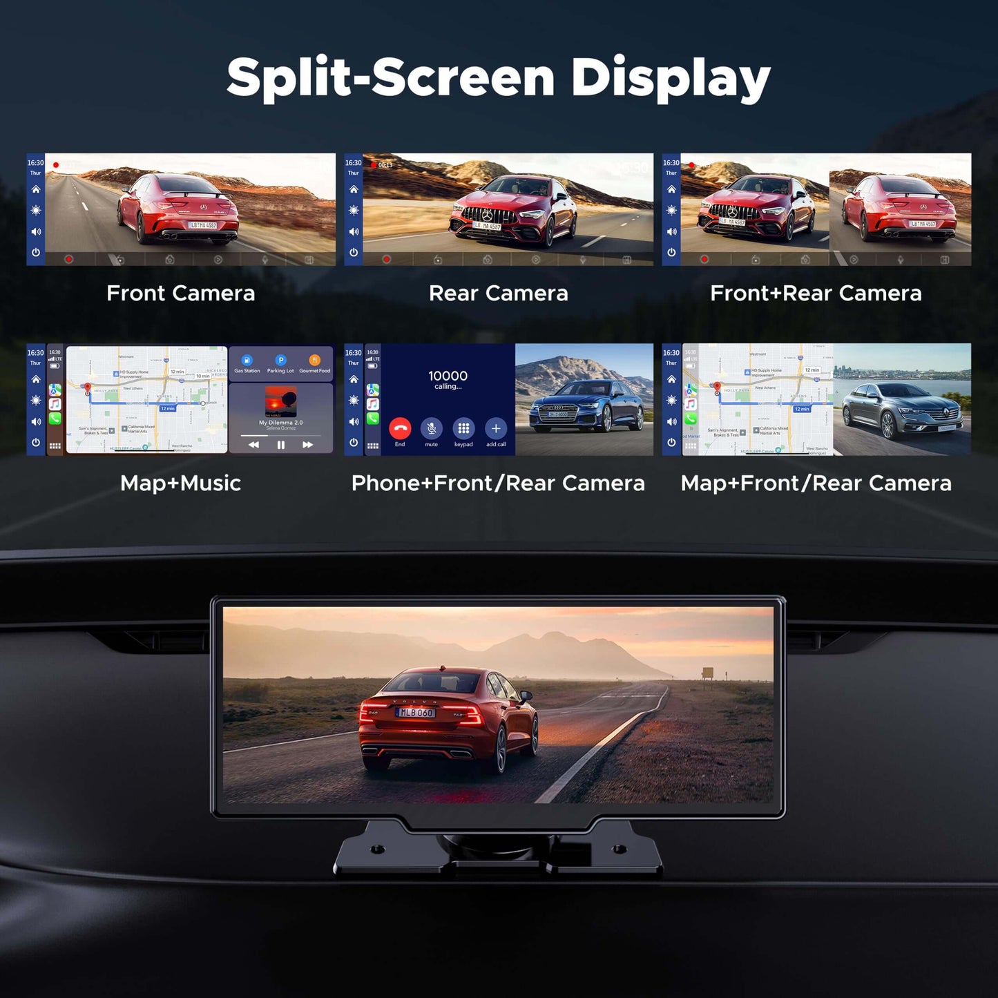 Wireless Car Stereo Carplay With Dual Cameras