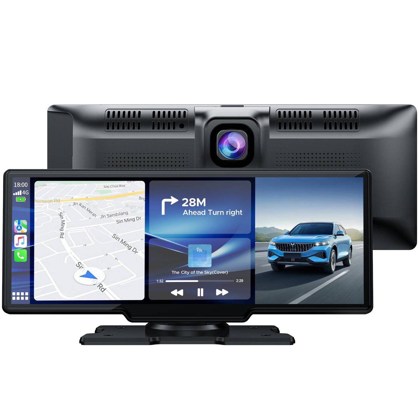 Wireless Car Stereo Carplay With Dual Cameras