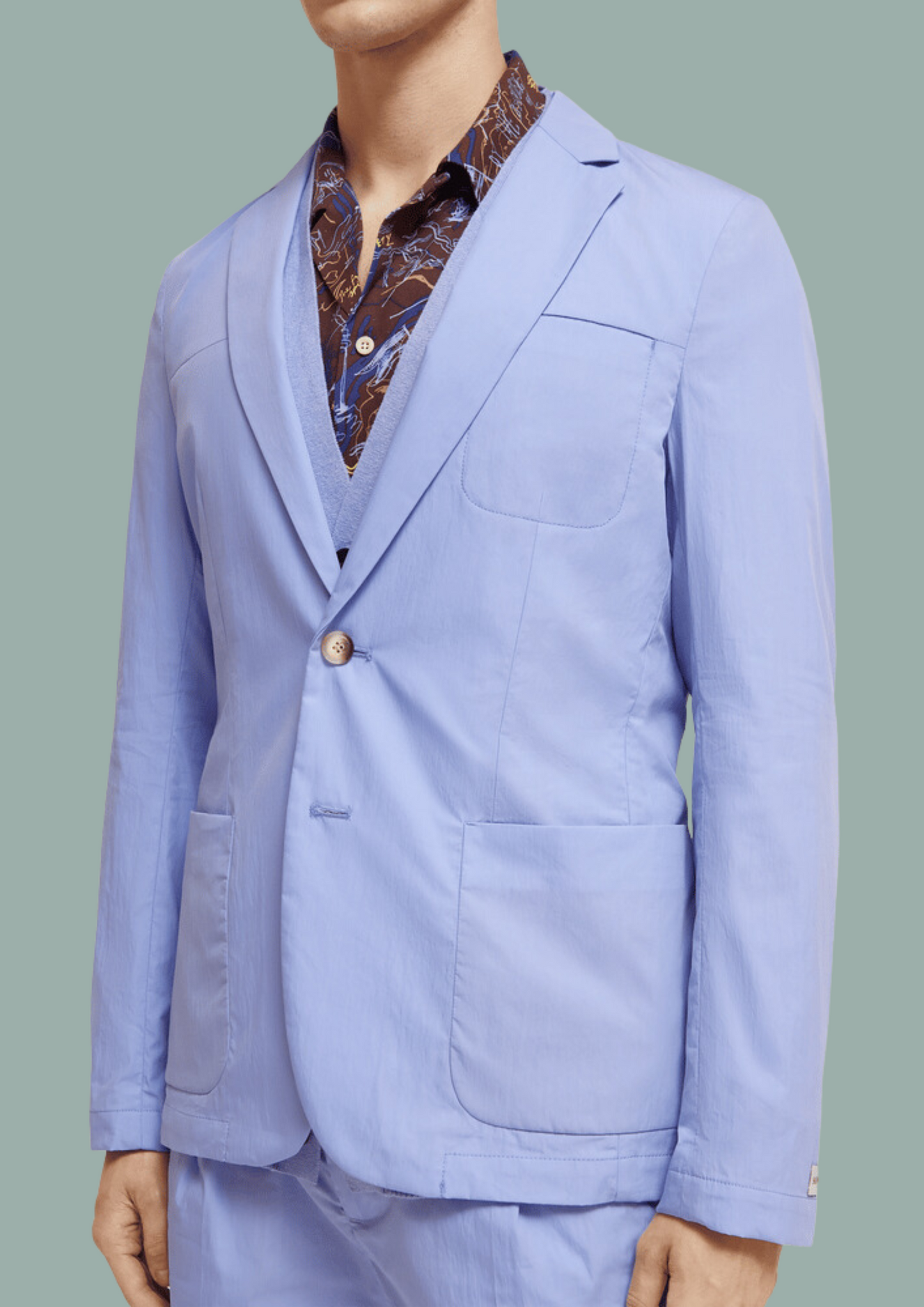 Unstructured blazer in cotton-blend poplin