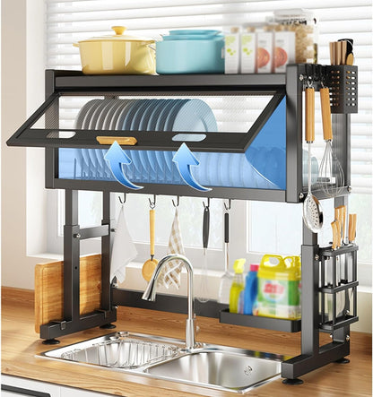 Dish Drying Rack With Top Glass Shelves