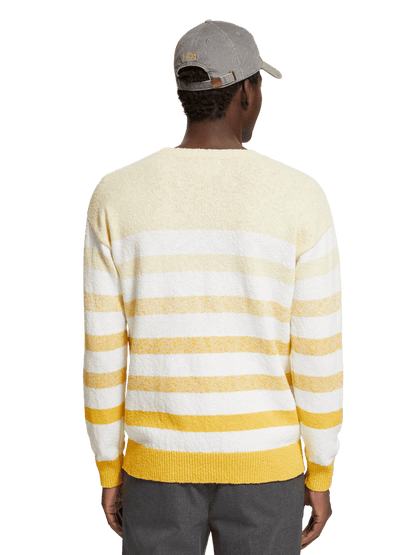 Casual crew-neck sweater in structured cotton blend