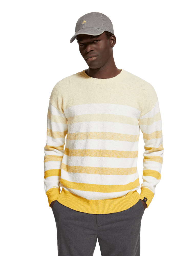 Casual crew-neck sweater in structured cotton blend